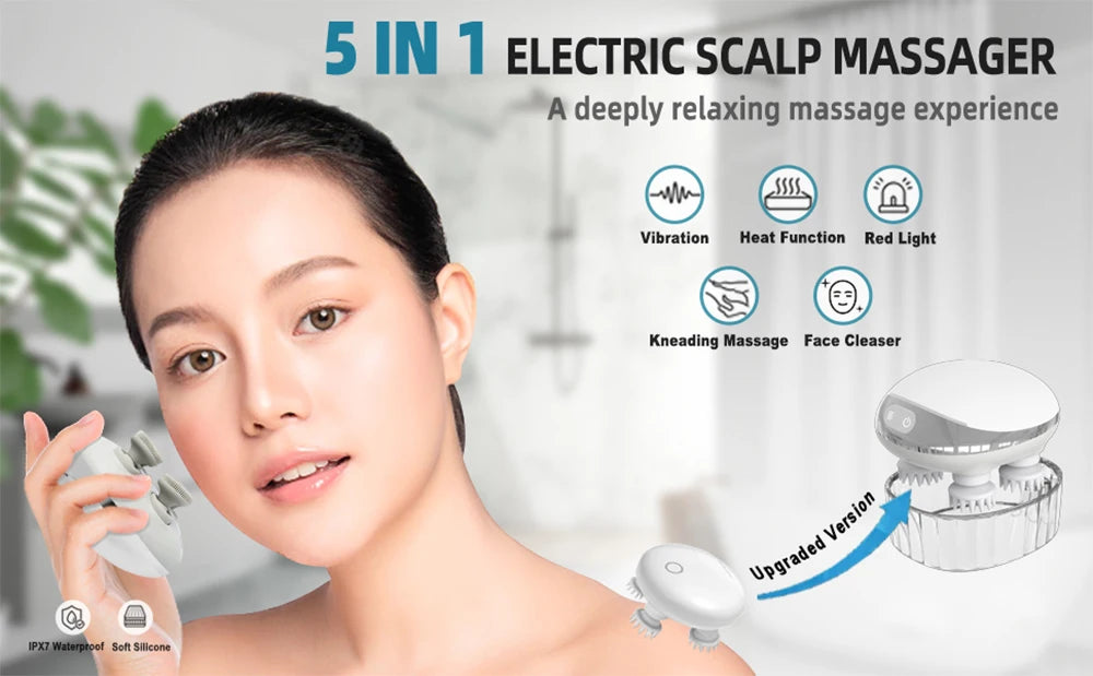 Electric Scalp Massager with Heat & Vibration