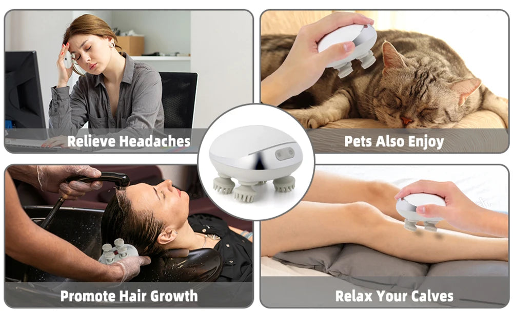 Electric Scalp Massager with Heat & Vibration