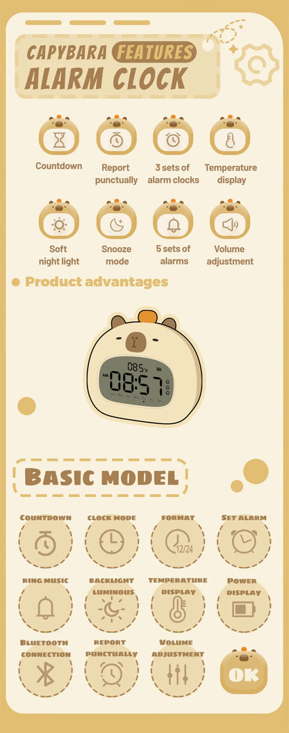 Capybara Kids LED Alarm Clock